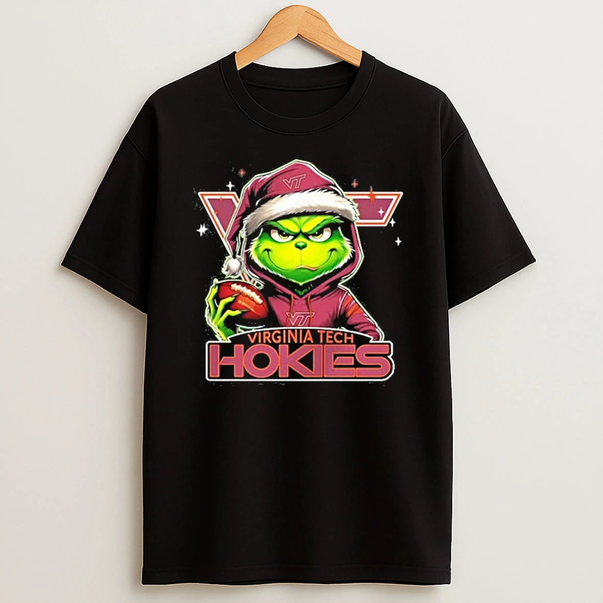 2025 Santa Grinch X Virginia Tech Hokies Logo Baseball Tshirt Hoodie