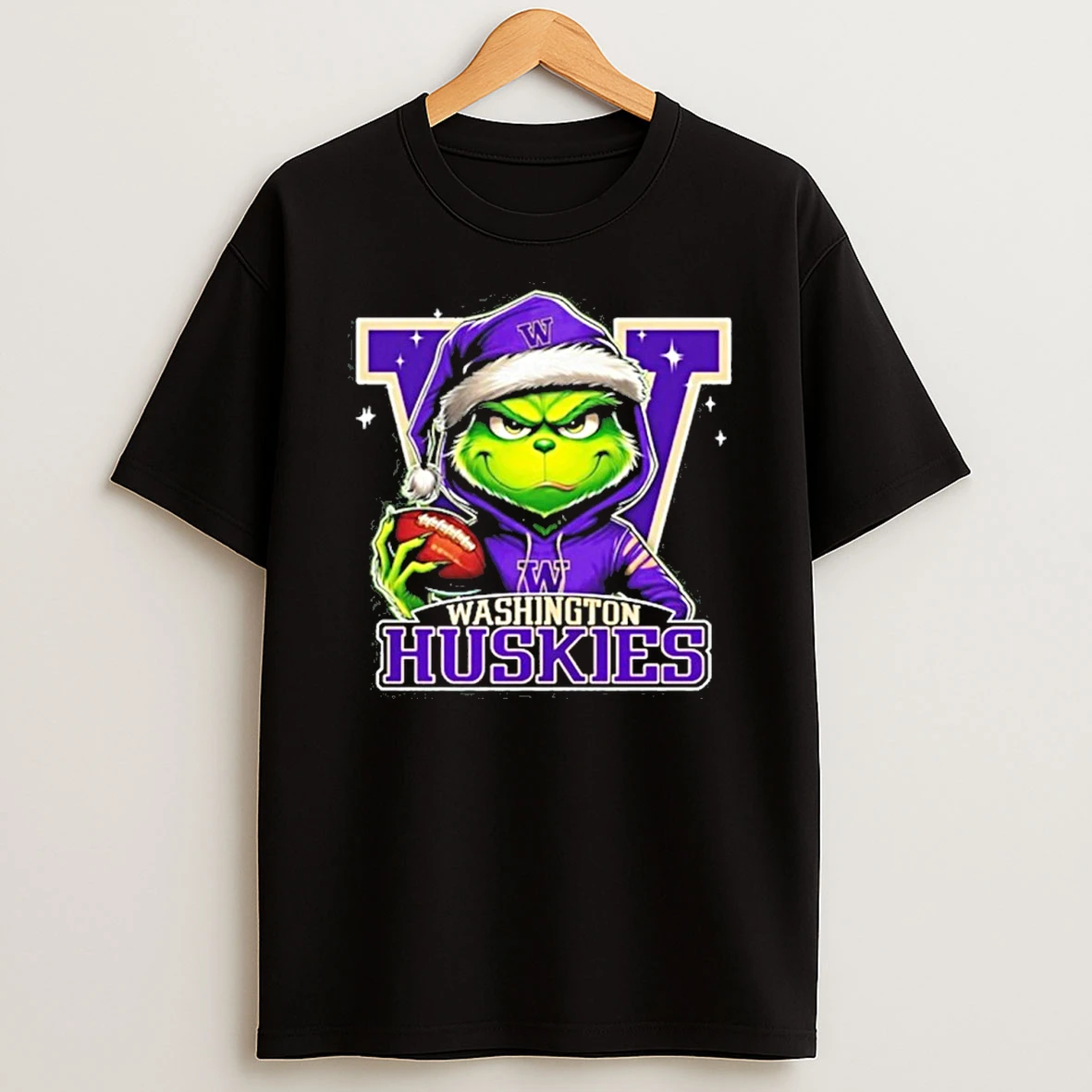 2025 Santa Grinch X Washington Huskies Logo Baseball Tshirt Hoodie
