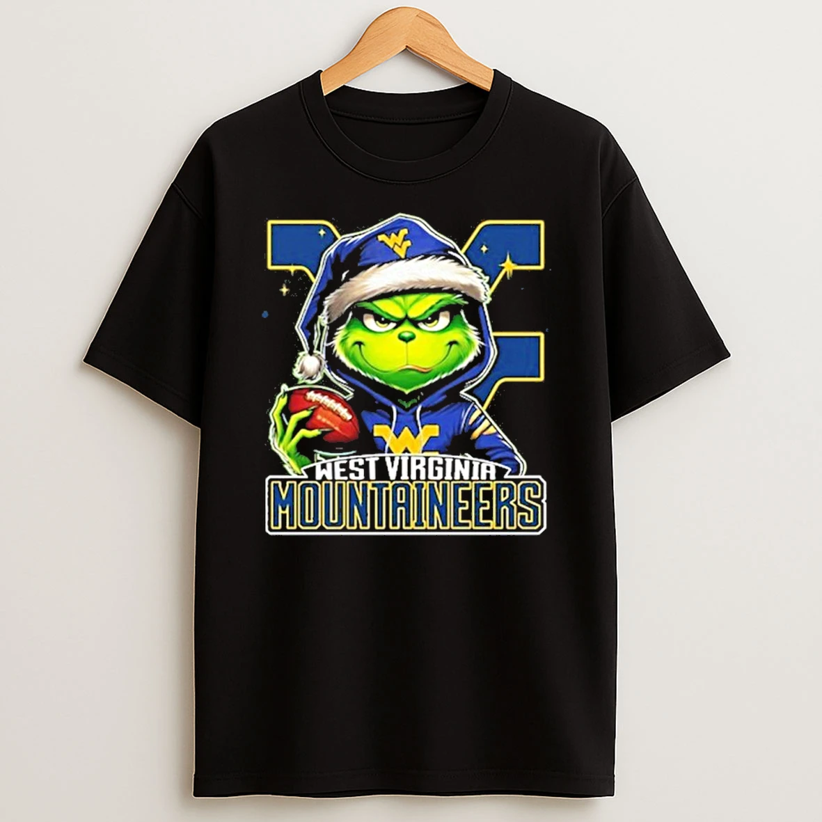 2025 Santa Grinch X West Virginia Mountaineers Logo Baseball Tshirt Hoodie
