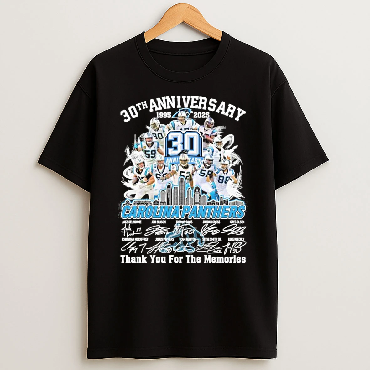 30th Anniversary 1995 2025 Carolina Panthers Teams Signatures Tshirt Hoodie