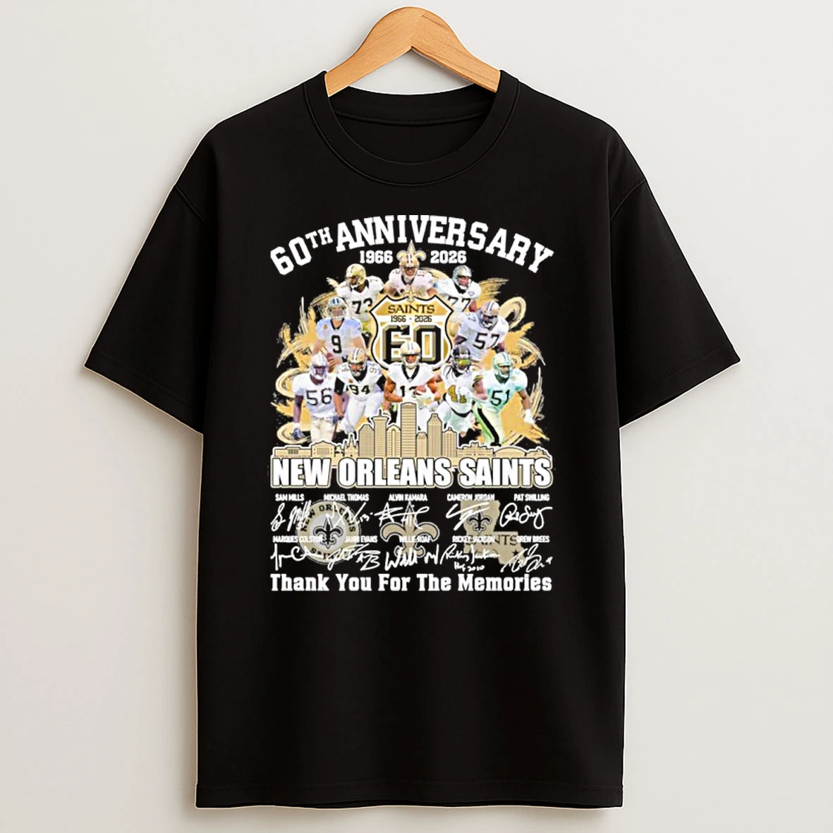60th Anniversary 1966 2026 New Orleans Saints Teams Signatures Tshirt Hoodie