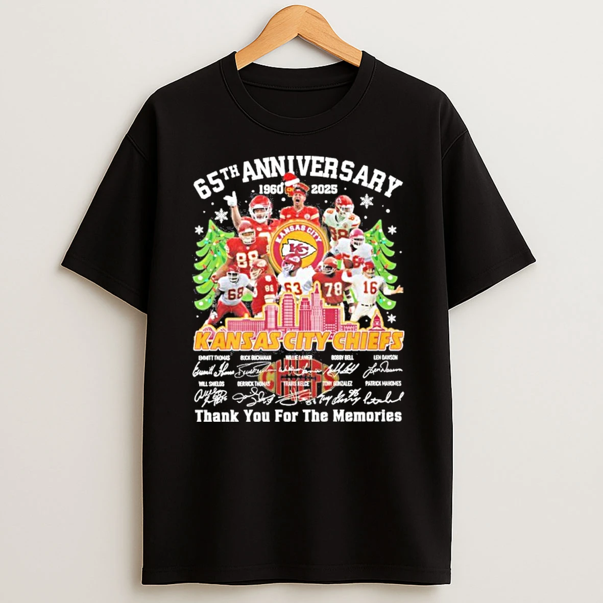65th Anniversary 1960 2025 Kansas City Chiefs Merry Christmas Tshirt Hoodie