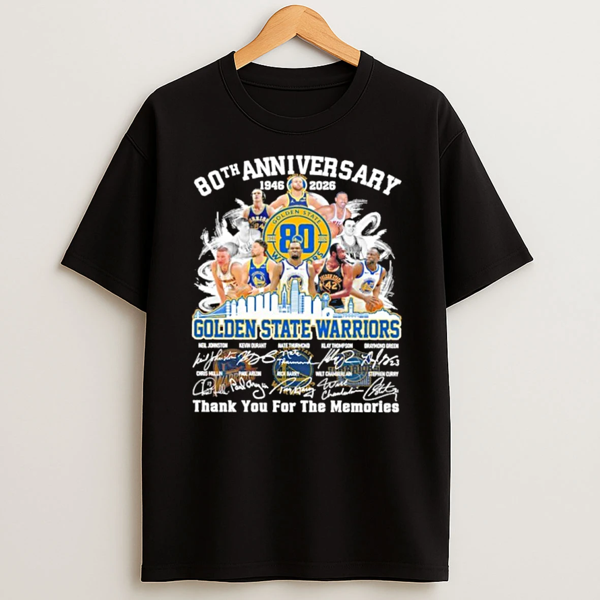 80th Anniversary 1946 2026 Team Player Golden State Warriors Signature Thank You For The Memories Tshirt Hoodie