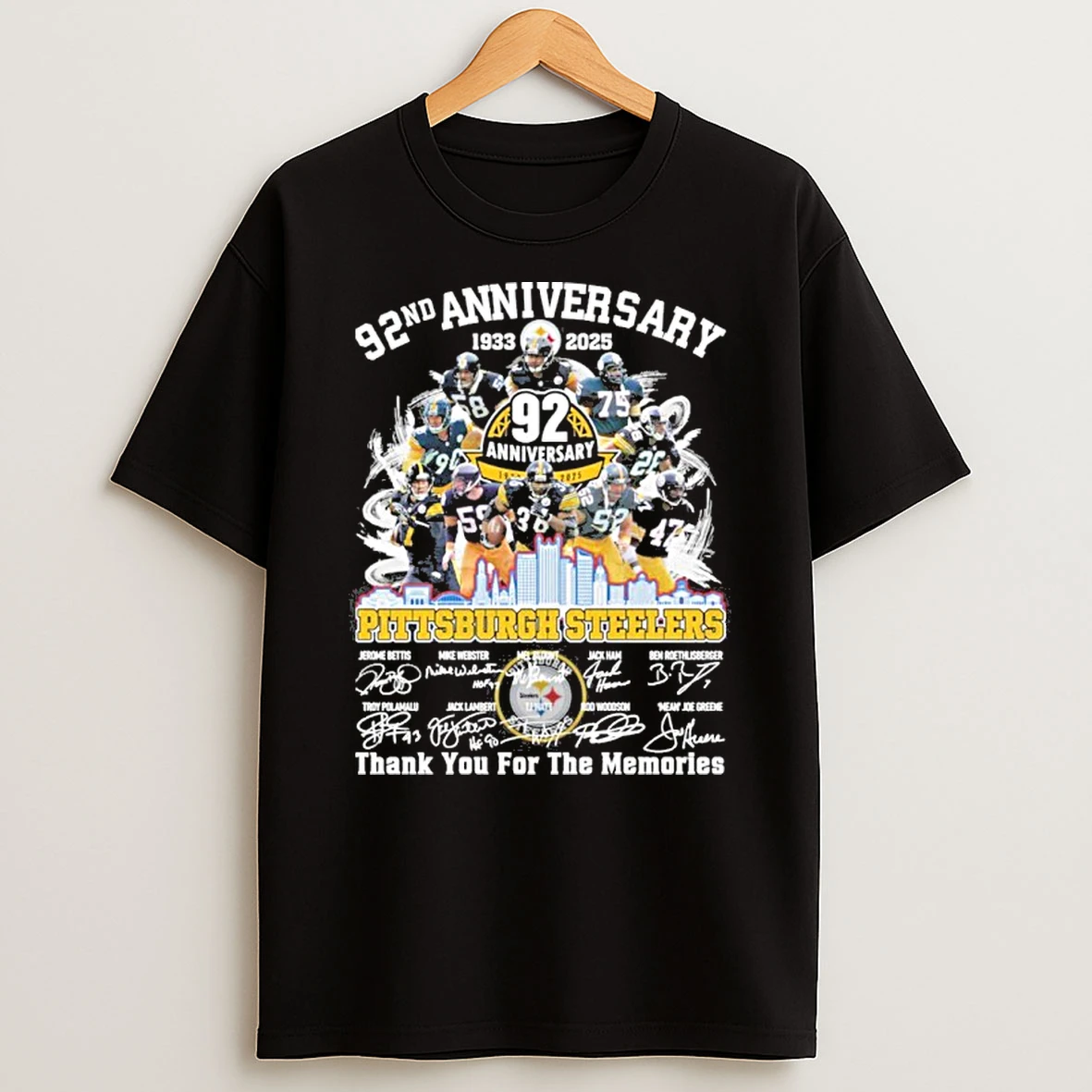 92nd Anniversary 1933 2025 Pittsburgh Steelers Teams Signatures Tshirt Hoodie