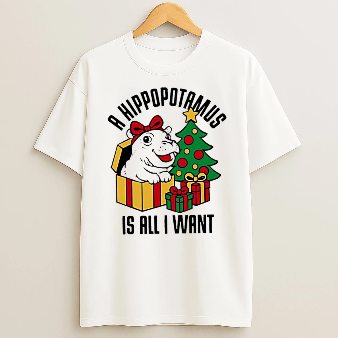 A Hippopotamus Is All I Want Christmas Tshirt Hoodie