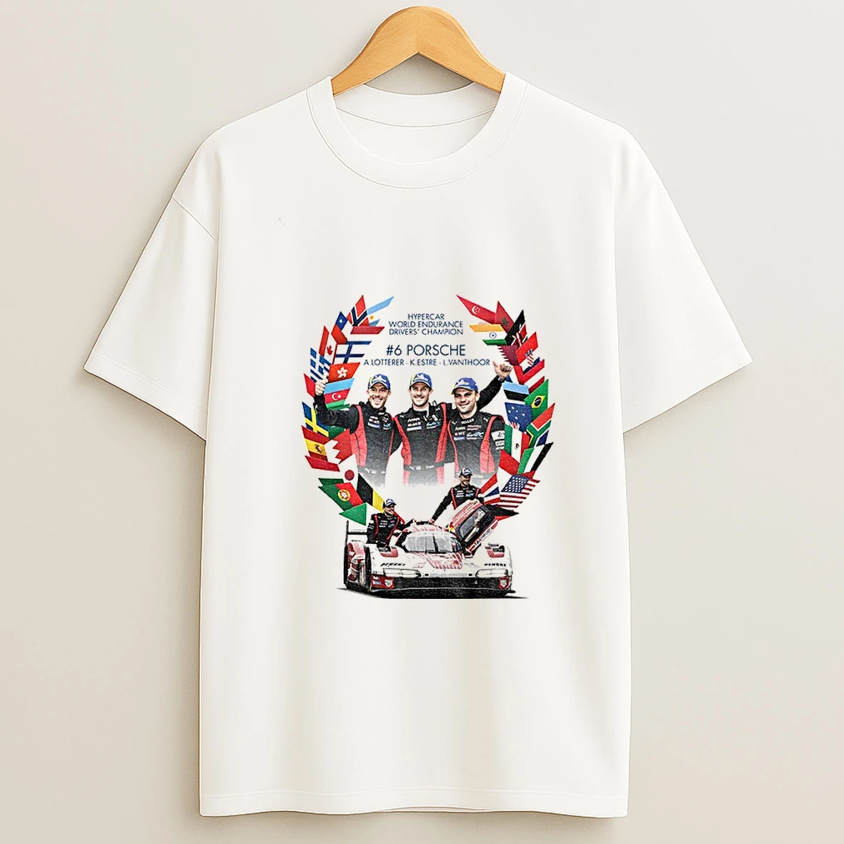 A Lotterer K Estre L Vanthoor Hypercar World Endurance Drivers Champion 2024 6 Porsche Png Tshirt Hoodie