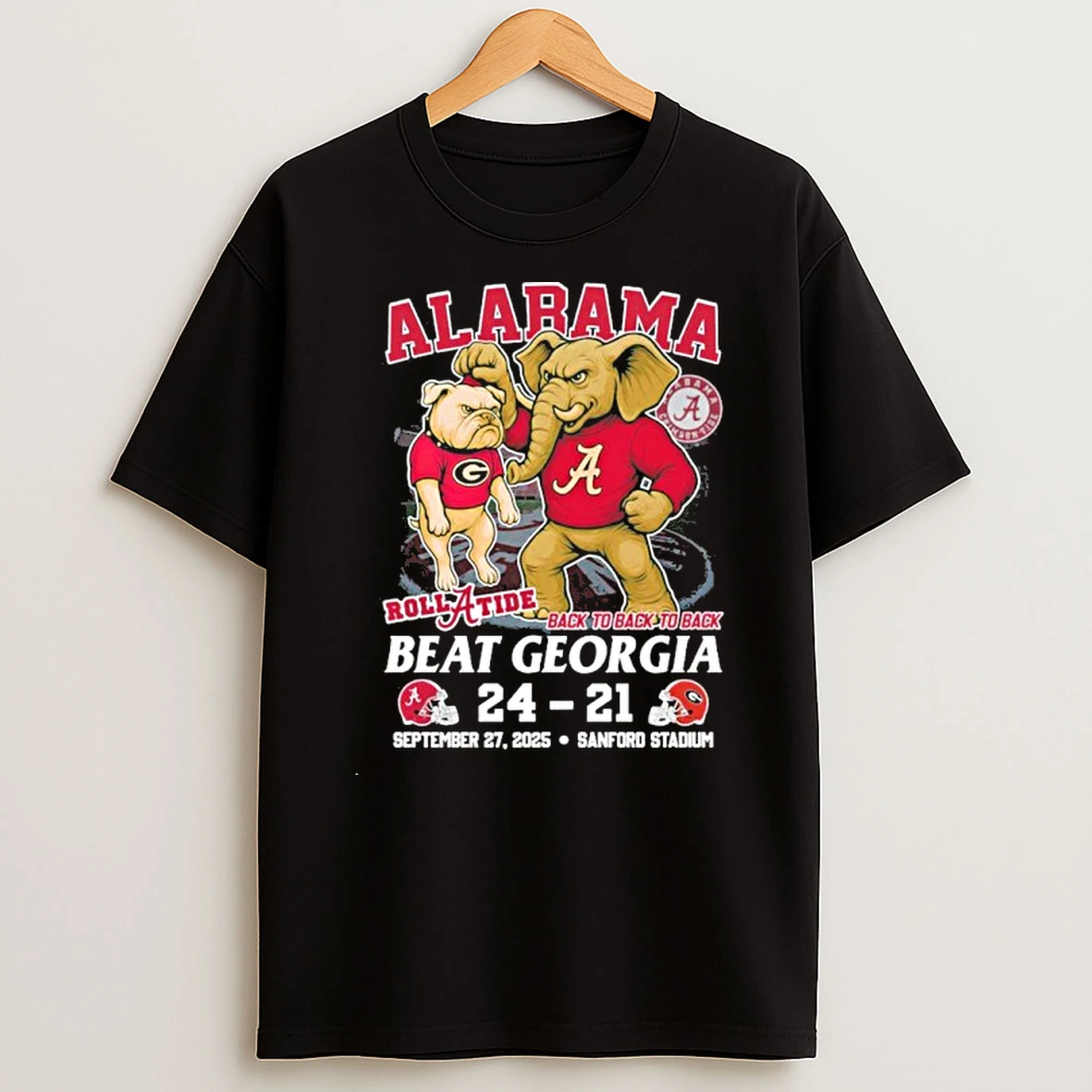 Alabama Beat Georgia Roll Tide Back 2 Back 2 Back 24 21 Tshirt Hoodie