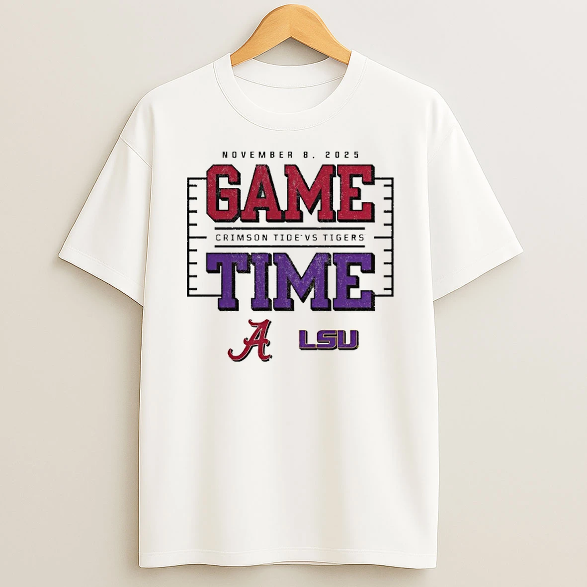 Alabama Crimson Tide Vs Lsu Tigers 2025 Game Time Matchup Tshirt Hoodie
