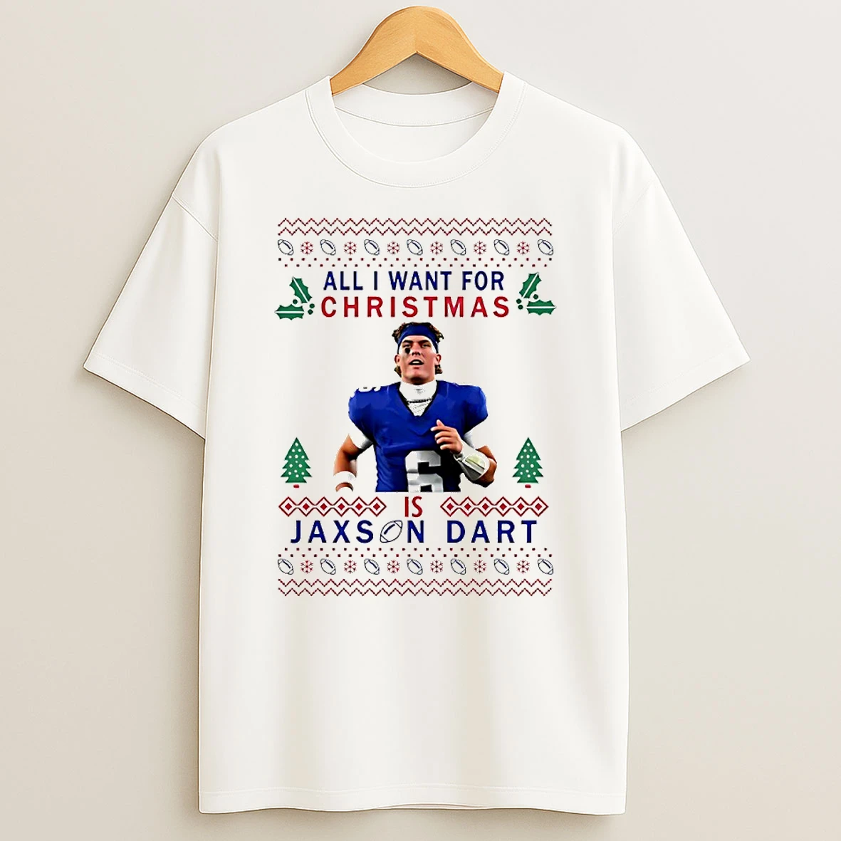 All I Want For Christmas Jaxson Dart New York Giants Ugly Christmas Circle Tshirt Hoodie