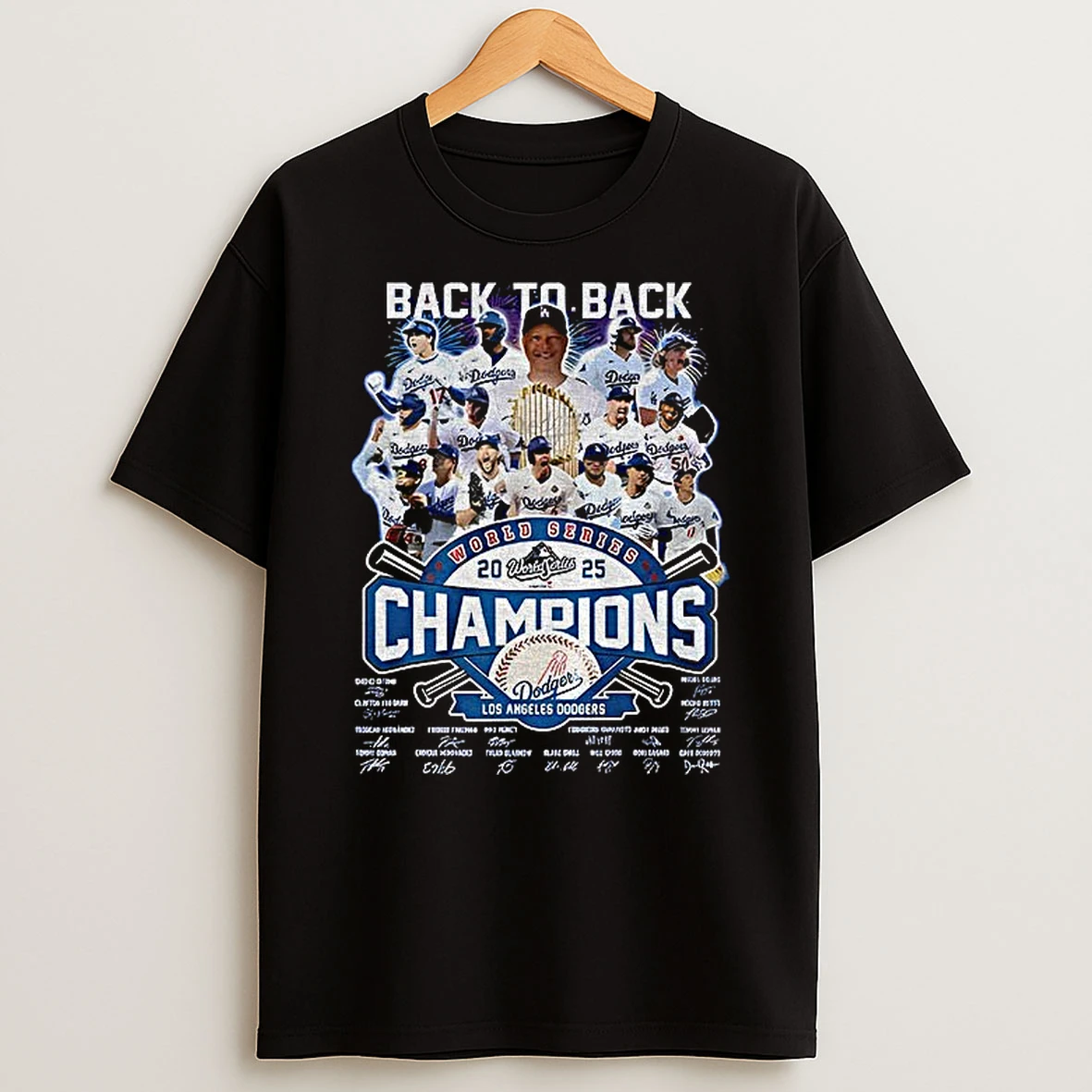 All Team Back To Back World Series 2025 Champions Los Angeles Dodgers Mlb Signatures Tshirt Hoodie