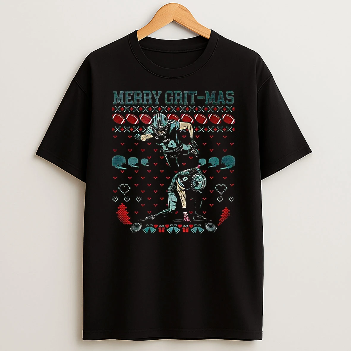 Amon Ra St Brown Funny Merry Grit Mas Detroit Lions Ugly Christmas Tshirt Hoodie