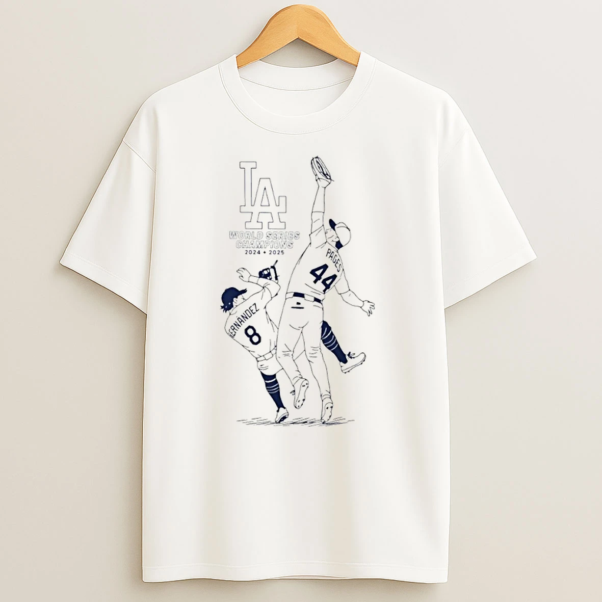 Andy Pages And Kike Hernandez Catch Illustration Los Angeles Dodgers 24 25 World Series Game 7 Tshirt Hoodie