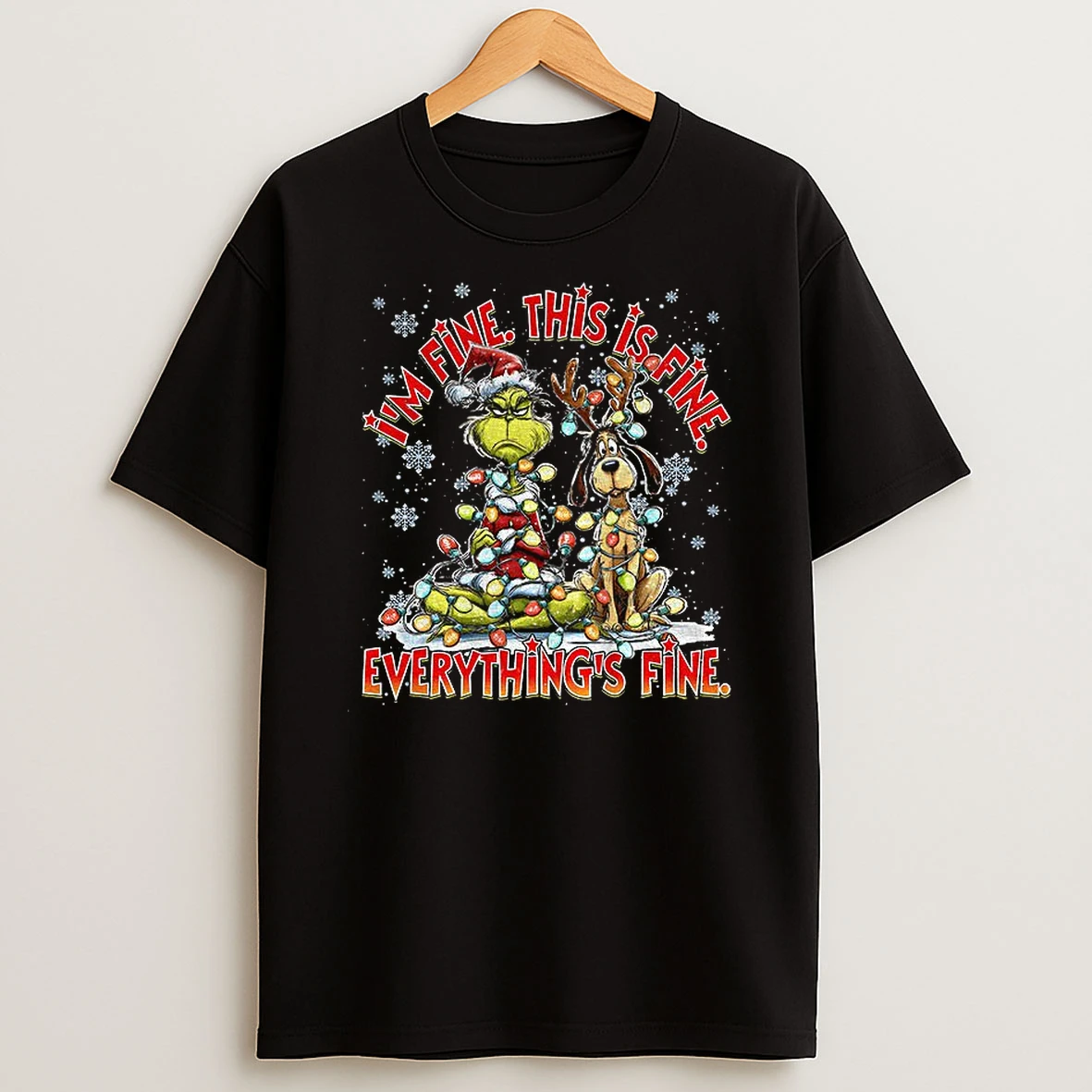 Angry Grinch And Max Im Fine This Is Fine Everything Fine Merry Christmas 2025 Tshirt Hoodie