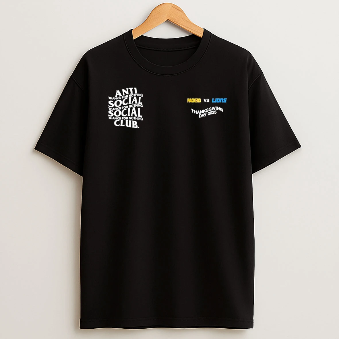 Anti Social Social Club Packers Vs Lions Thanksgiving Day 2025 Tshirt Hoodie