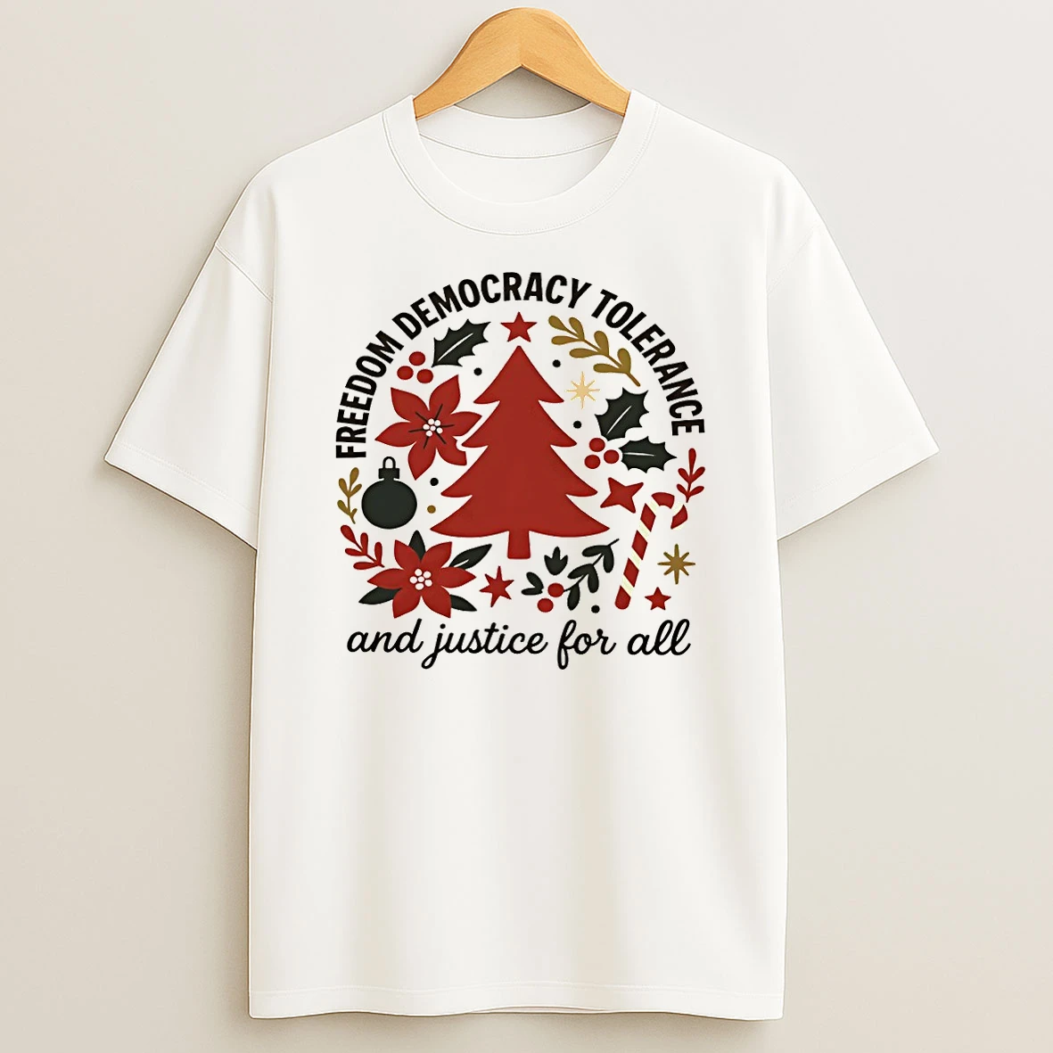 Anti Trump Christmas Tree Freedom Democracy Tolerance And Justice For All Merry Christmas Tshirt Hoodie