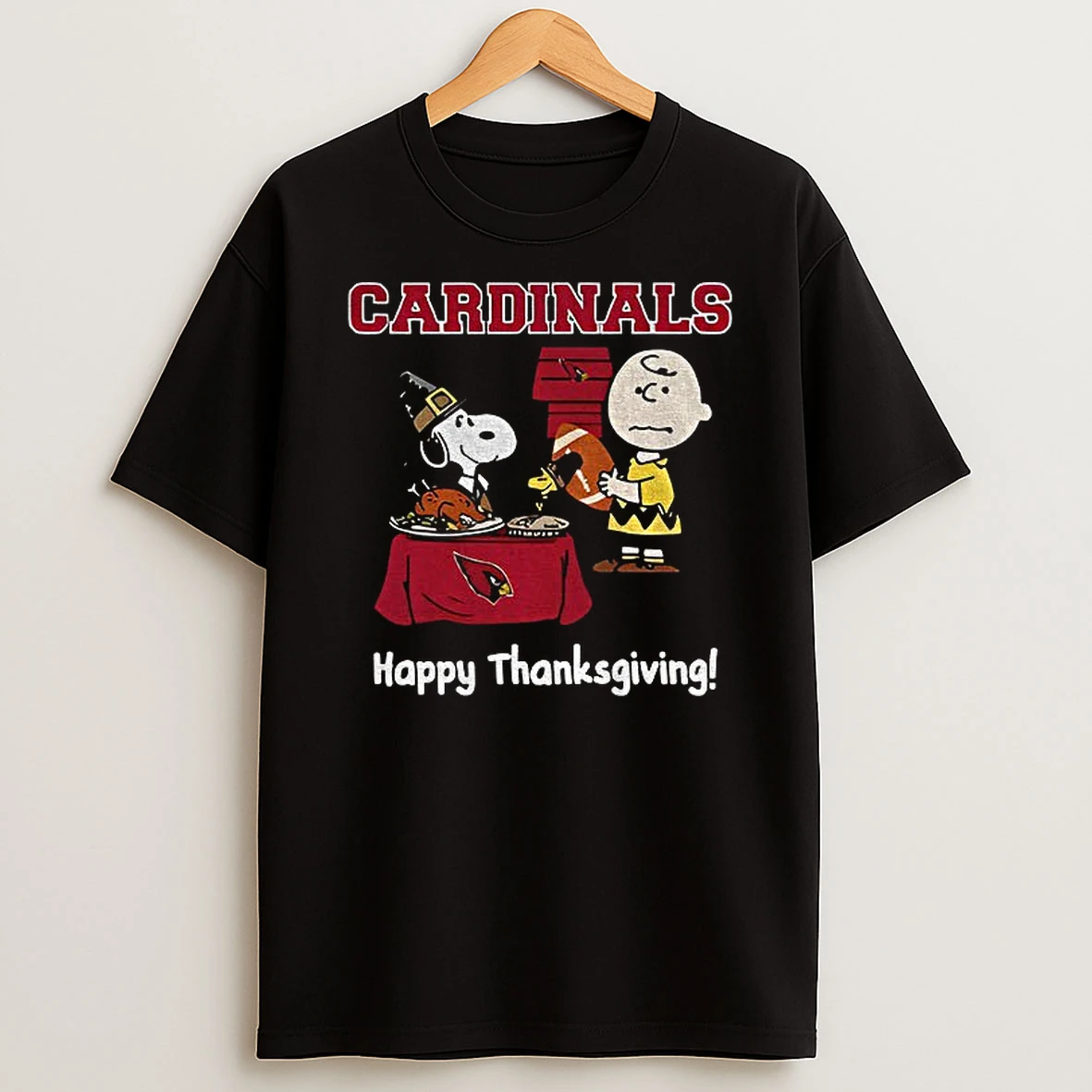 Arizona Cardinals Thanksgiving With Snoopy And Charlie Brown Nfl Tshirt Hoodie