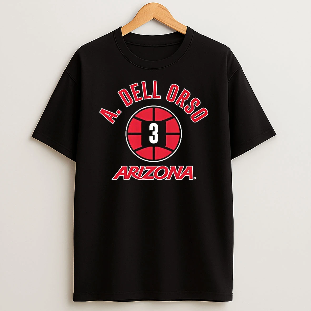 Arizona Wildcats Basketball Anthony Dellorso 3 Name Number Ball Tshirt Hoodie