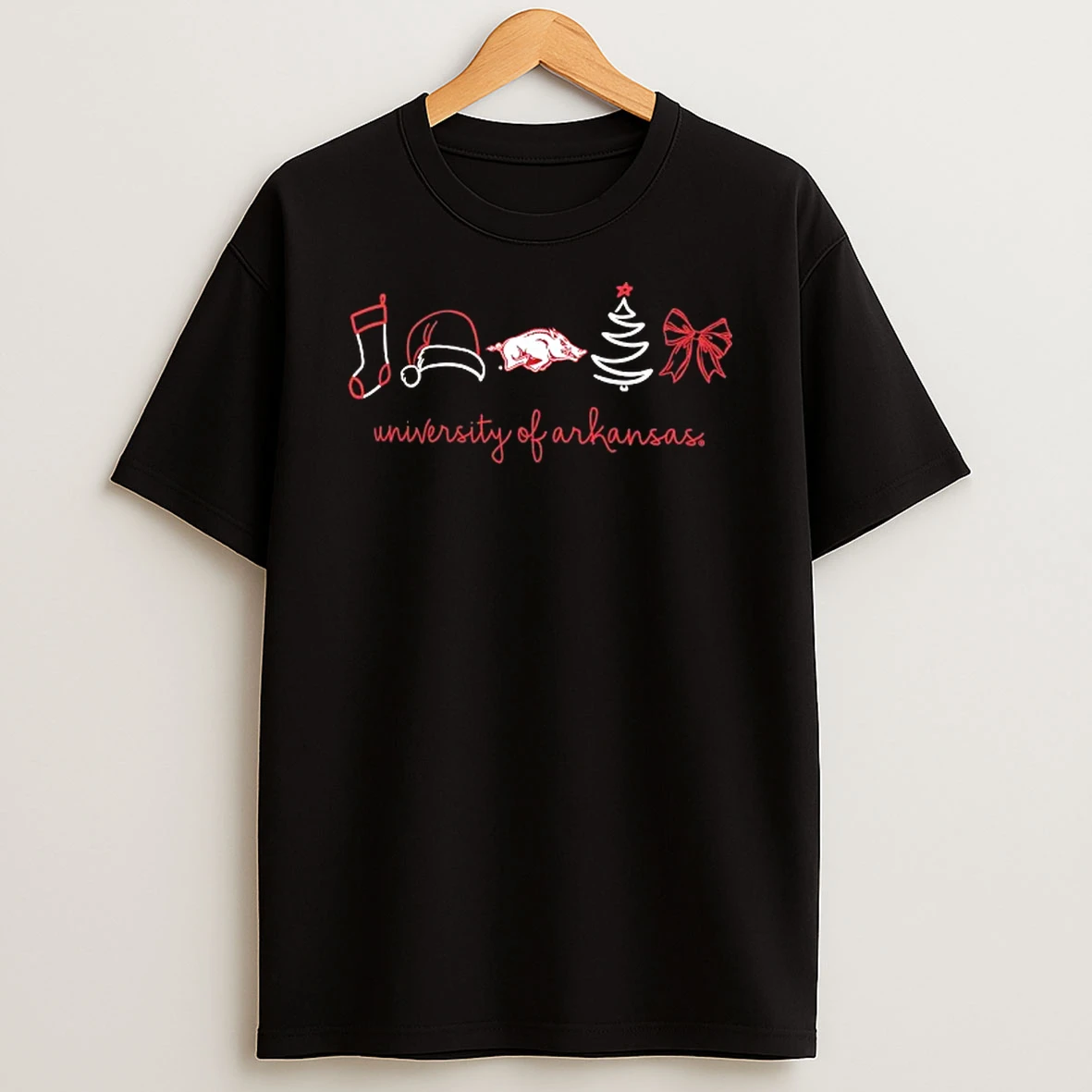 Arkansas Razorbacks Christmas Sock Hat Tree Bow Elements Tshirt Hoodie