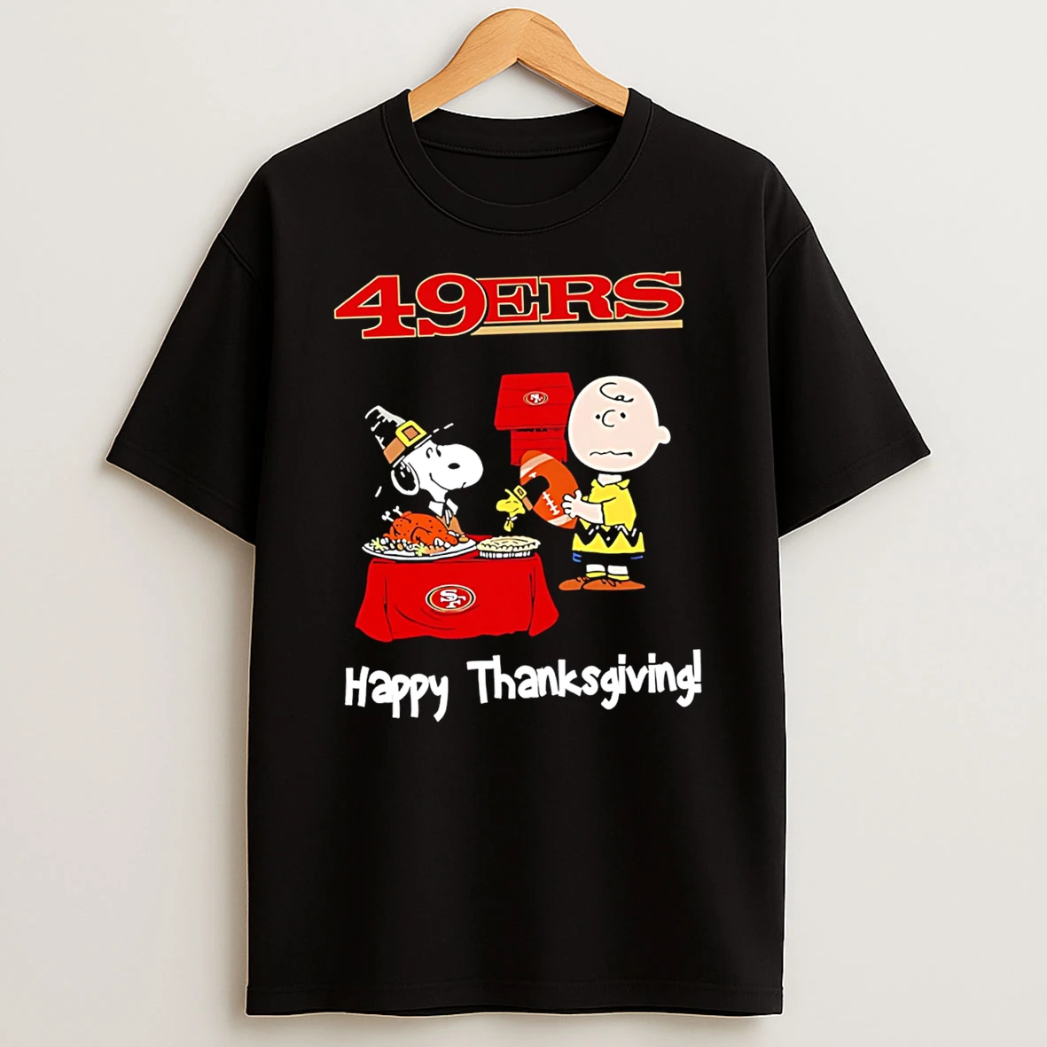Awesome Peanuts San Francisco 49ers Football Happy Thanksgiving Tshirt Hoodie