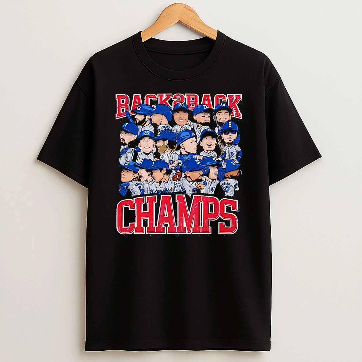 Back 2 Back Champs Los Angeles Dodgers Caricature Tshirt Hoodie