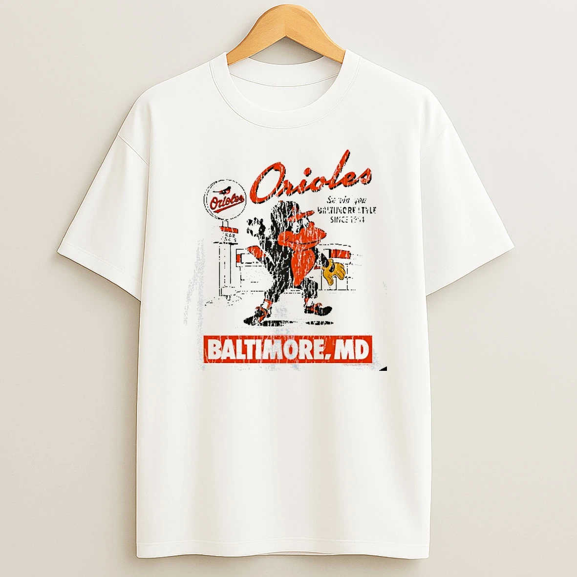 Baltimore Orioles Baseball Mitchell And Ness Mascot Tshirt Hoodie