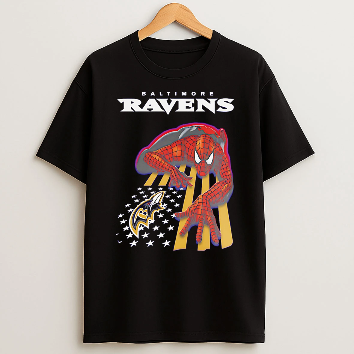 Baltimore Ravens Spiderman America Flag Tshirt Hoodie