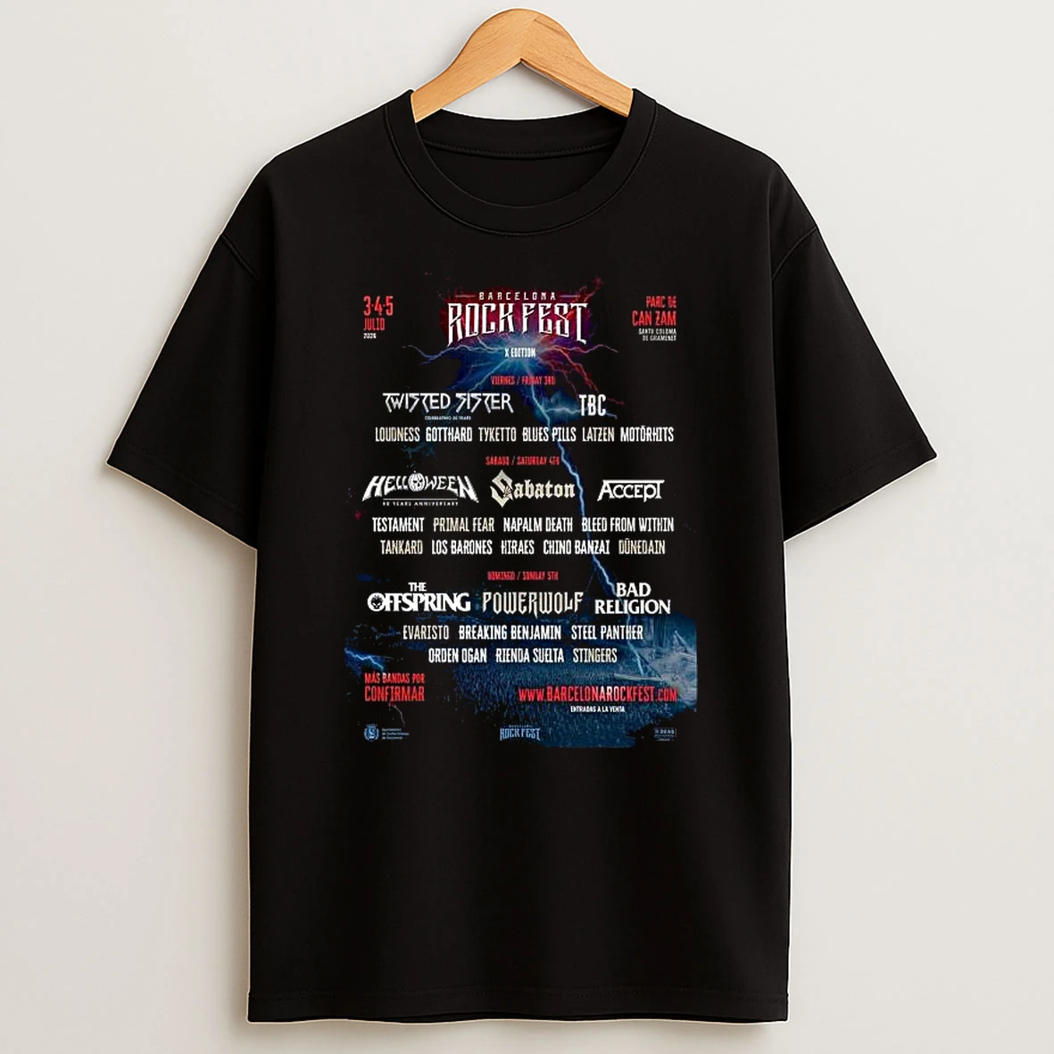 Barcelona Rock Fest Full Lineup At Parc De Can Zam In Santa Coloma De Gramenet On July 3 4 5 2026 Tshirt Hoodie