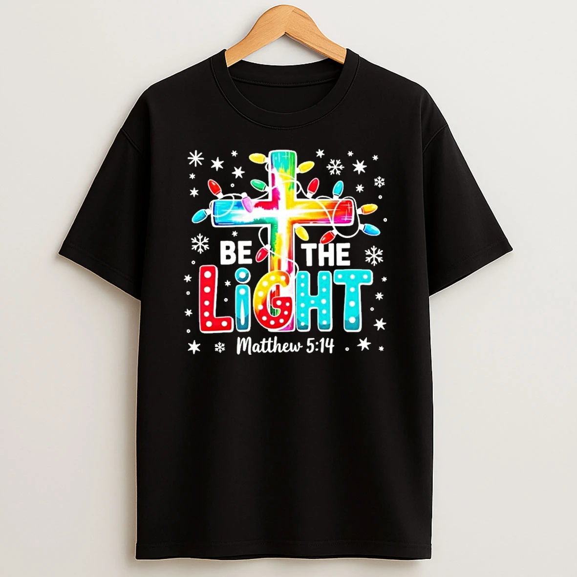 Be The Light Christmas Lights Cross Tshirt Hoodie