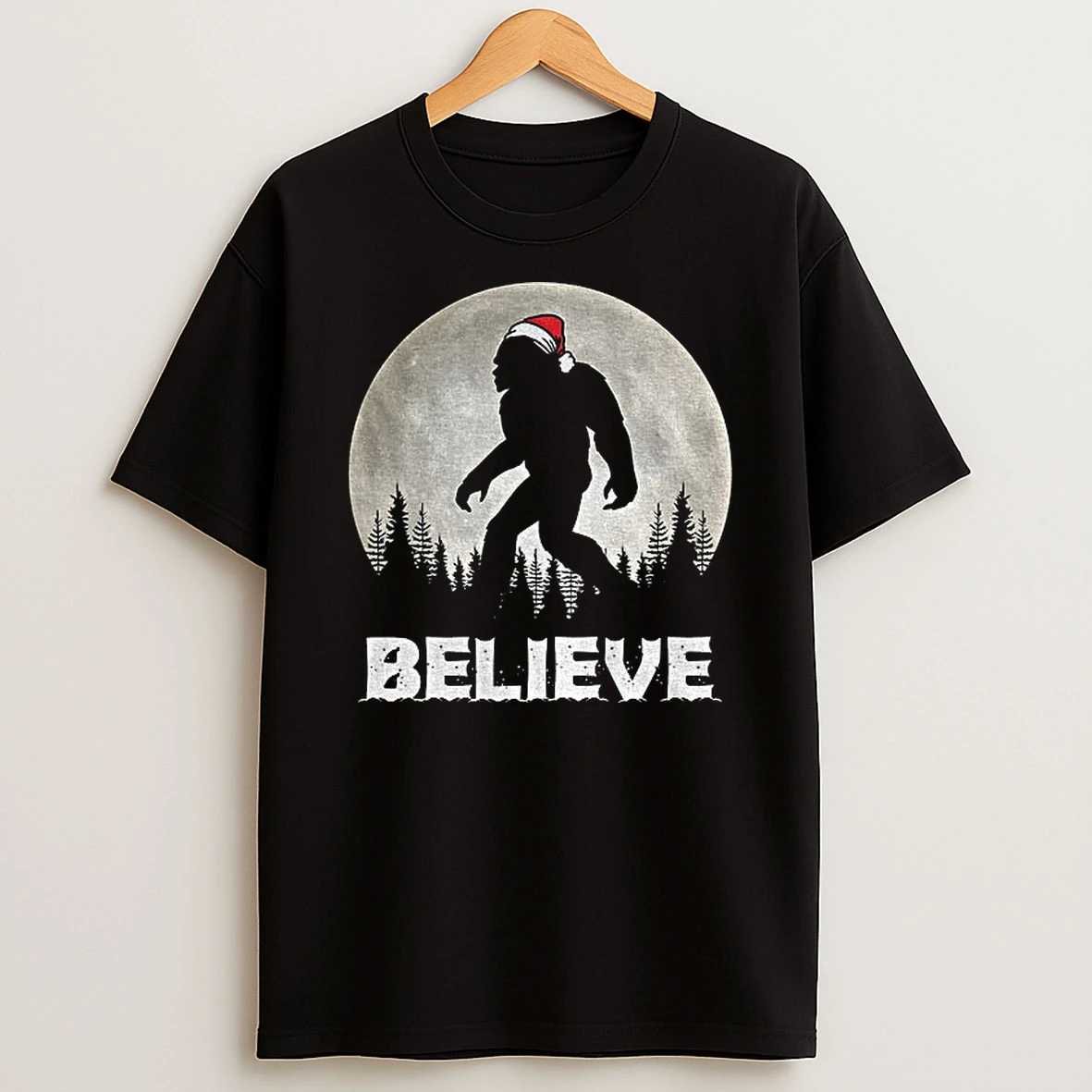 Believe Bigfoot Santa Sasquatch Merry Christmas Vintage Tshirt Hoodie