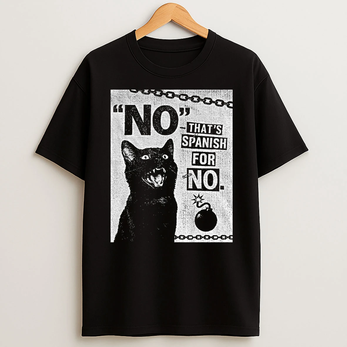 Black Cat No Thats Spanish For No Boom Vintage Png Tshirt Hoodie