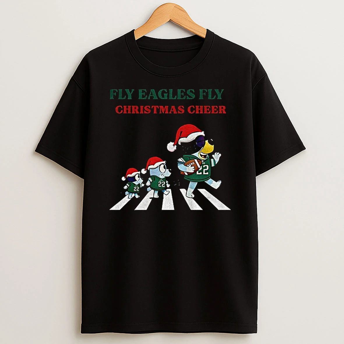 Bluey Philadelphia Eagles Abbey Road Fly Eagles Fly Christmas Cheer Tshirt Hoodie