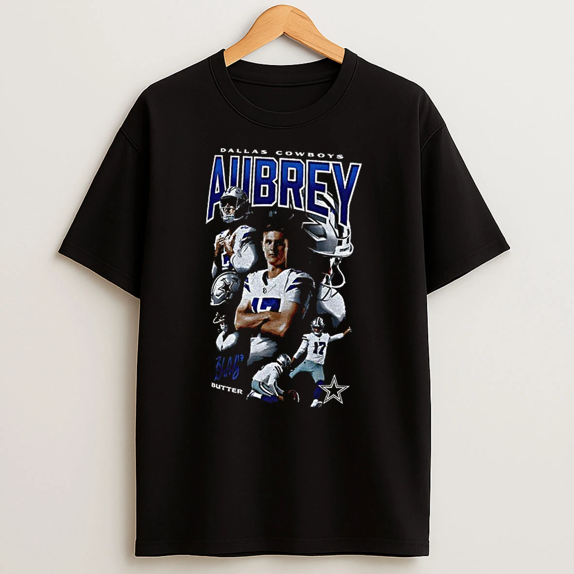 Brandon Aubrey Butter 17 Dallas Cowboys Nfl Football Signature Graphic Tshirt Hoodie