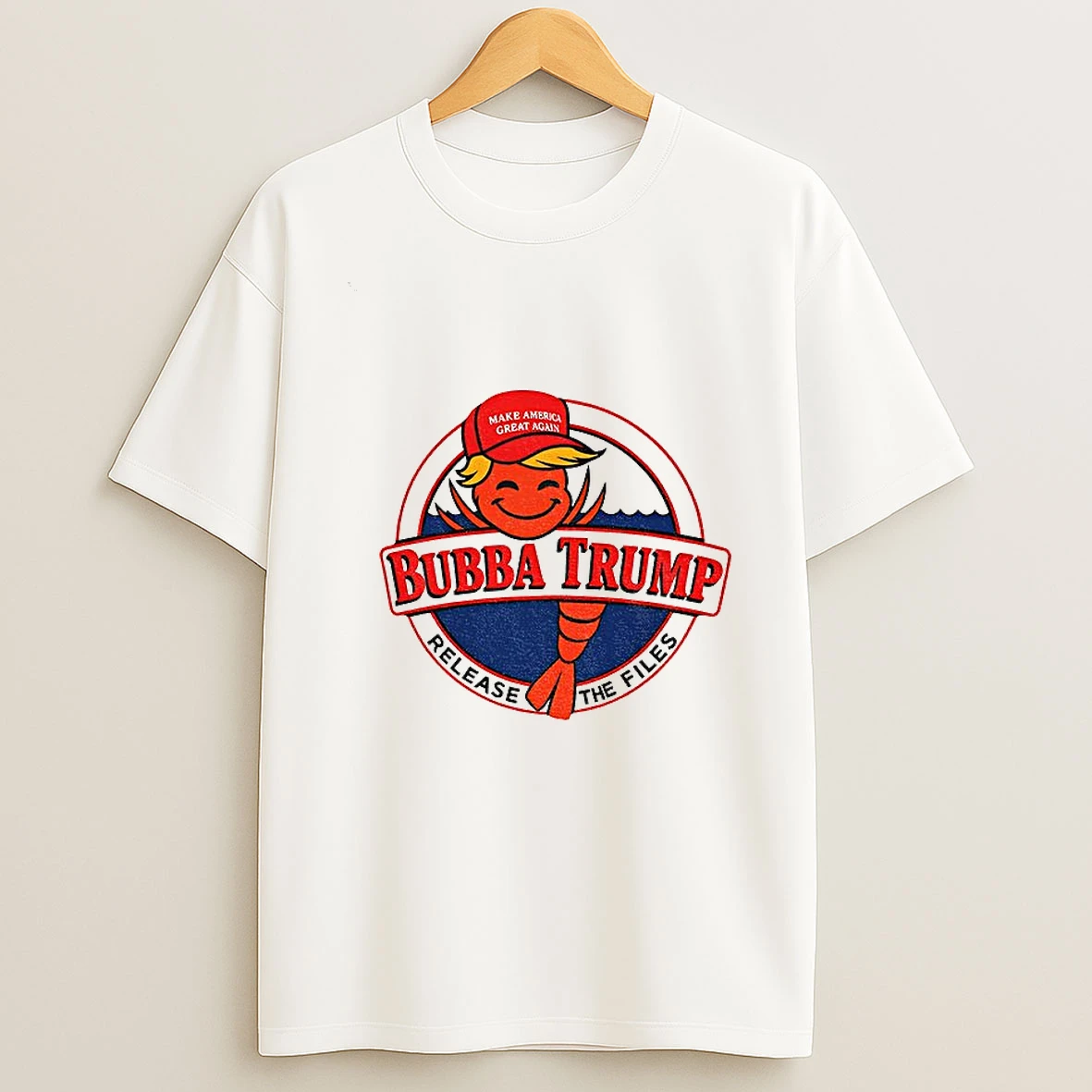 Bubba Trump Shrimp Character Maga Red Hat Epstein Release The Files Tshirt Hoodie