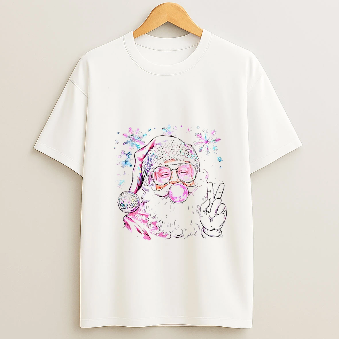 Bubble Gum Christmas Pink Santa Tshirt Hoodie