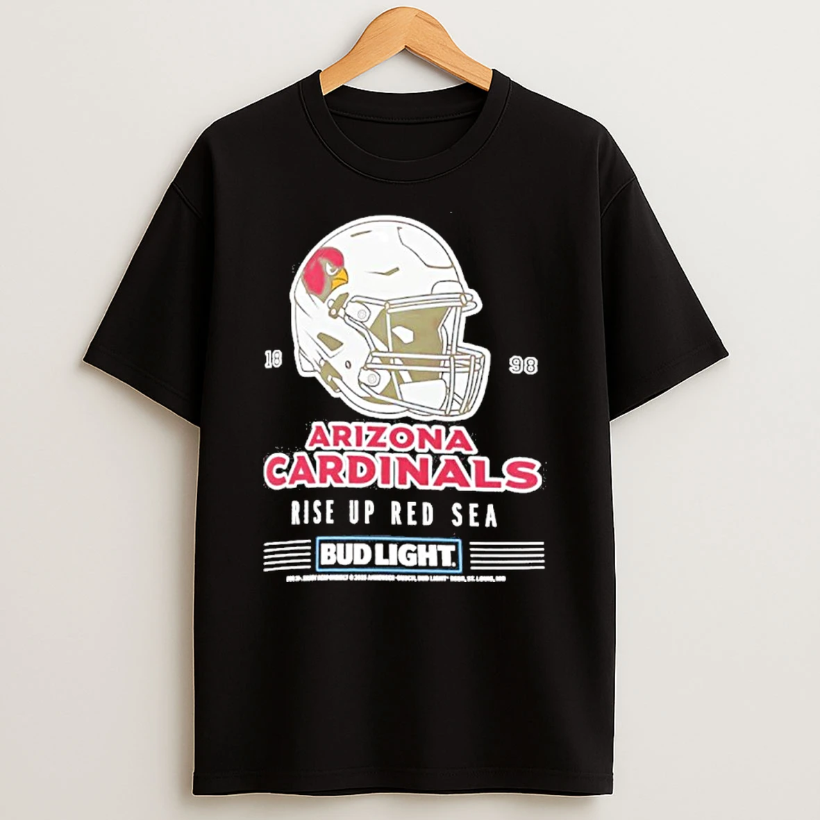 Bud Light X Arizona Cardinals Rise Up Red Sea Helmet Tshirt Hoodie