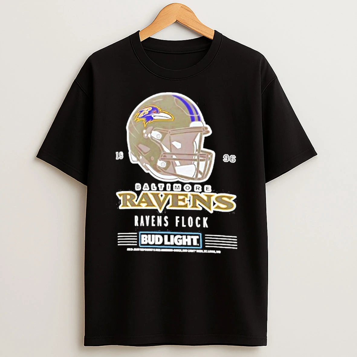 Bud Light X Baltimore Ravens Ravens Flock Helmet Tshirt Hoodie