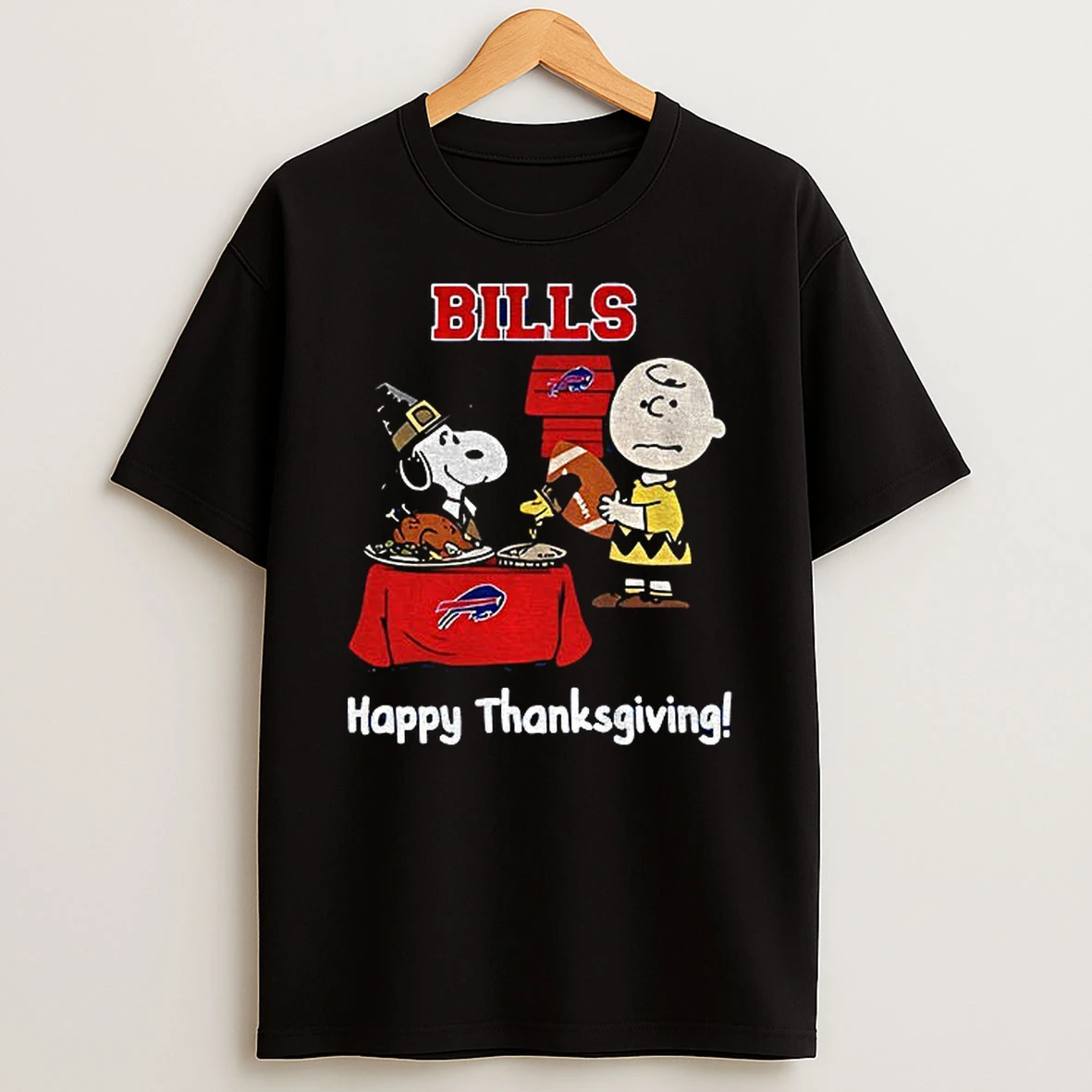 Buffalo Bills Thanksgiving With Snoopy And Charlie Brown Nfl Tshirt Hoodie