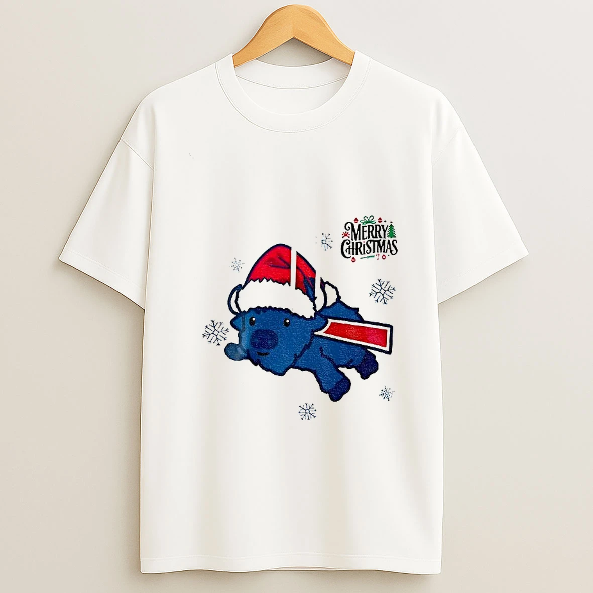 Buffalo Mascot Santa Hat Buffalo Bills Merry Christmas 2025 Tshirt Hoodie