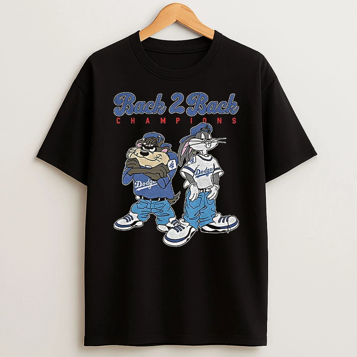 Bugs Bunny Looney Tunes Dodgers Baseball Back 2 Back Champions Tshirt Hoodie