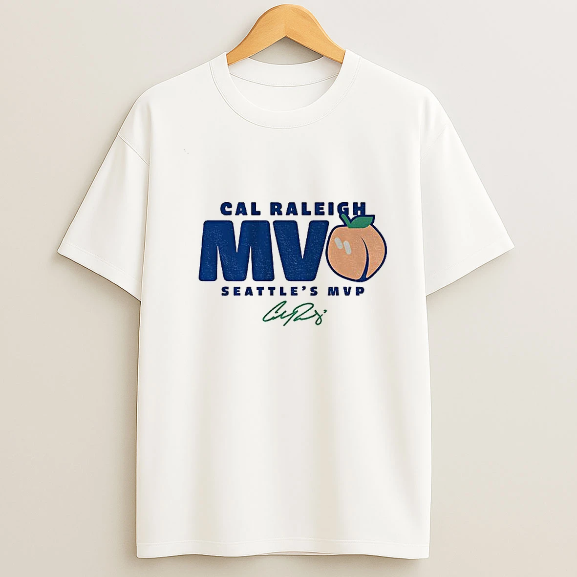 Cal Raleigh Seattle Mariners Mlb Baseball Mvp Peach Signature Tshirt Hoodie