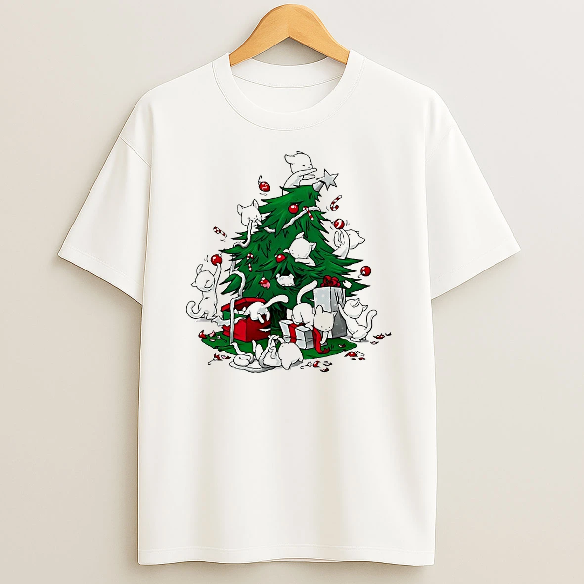 Cat Christmas Tree Circle Tshirt Hoodie
