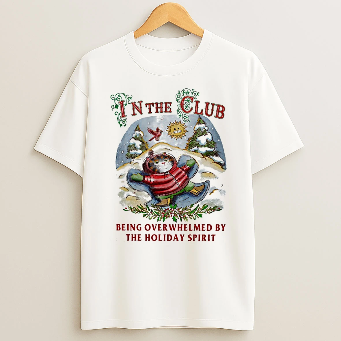 Cat In The Club Being Overwhelmed By The Holiday Spirit Circle Tshirt Hoodie