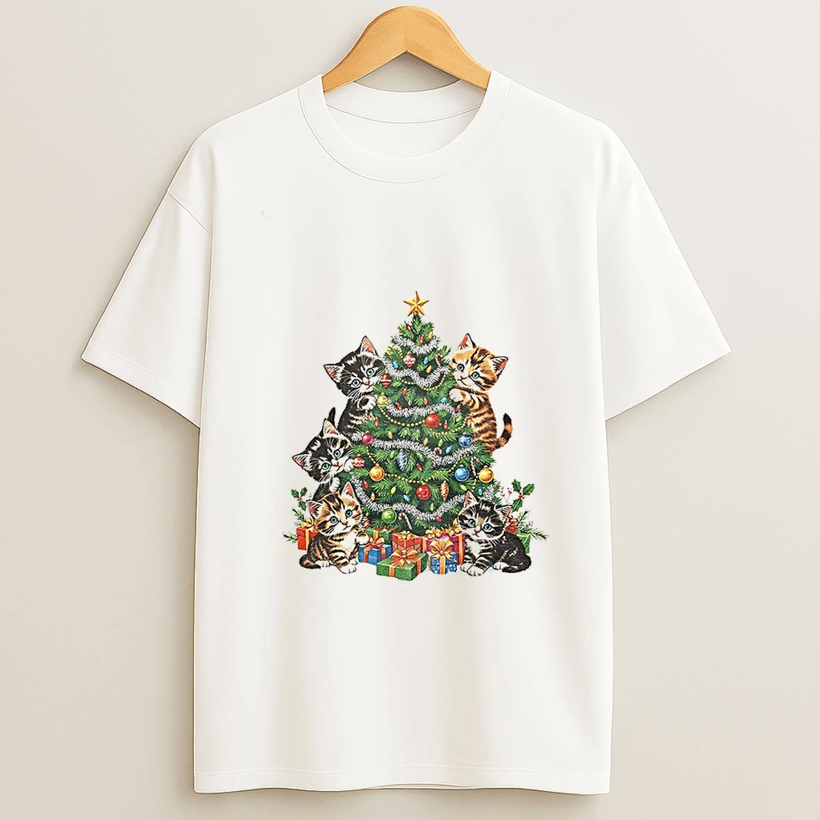 Cat Lover Lady Christmas Tree Merry Christmas Tshirt Hoodie