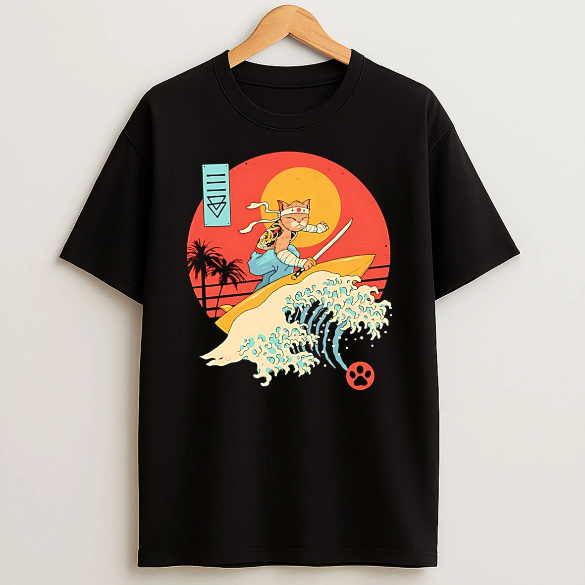 Catana Cat Surf Sunset Wave Japan Tshirt Hoodie