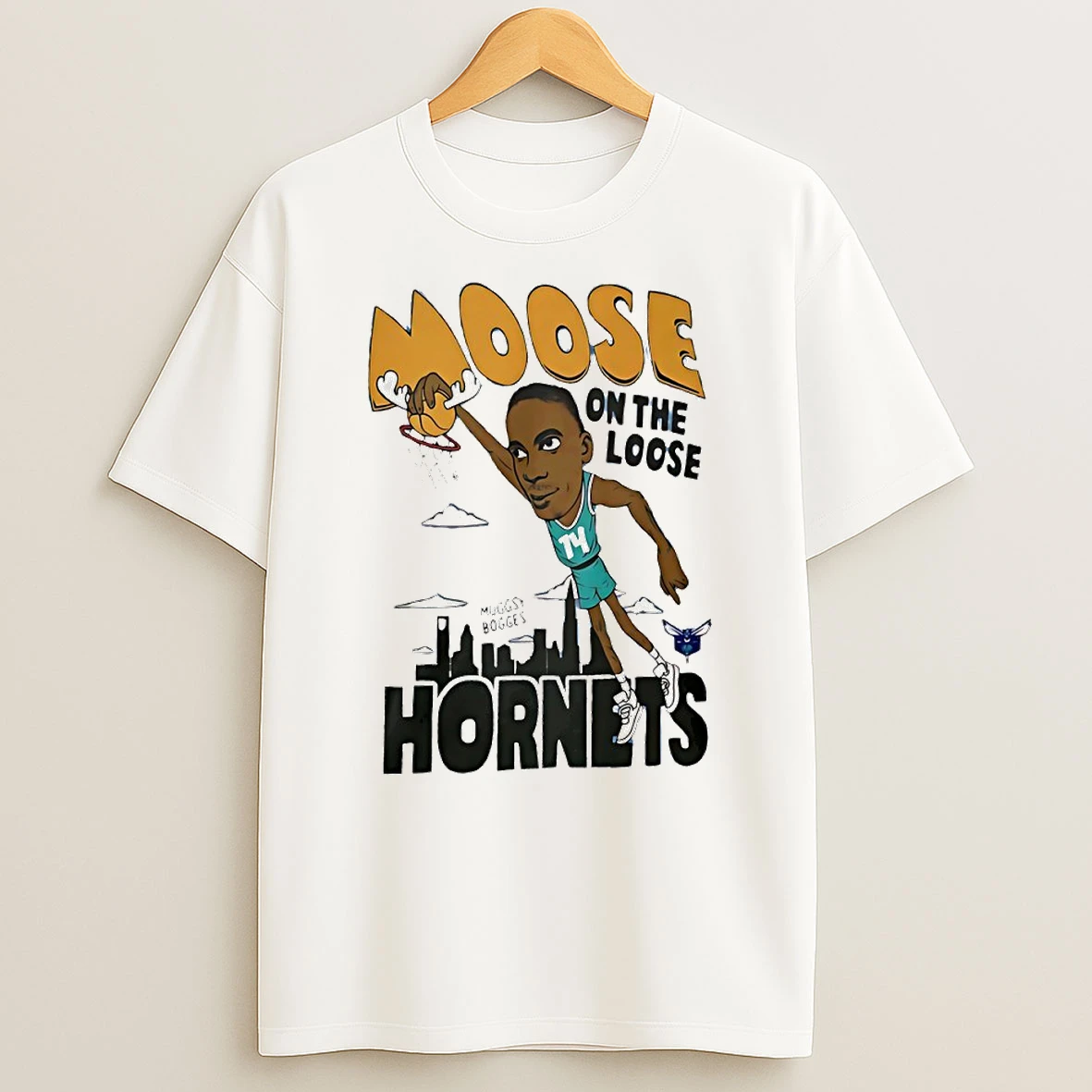 Charles Lee Wearing Moose On The Loose Charlotte Hornets Circle Tshirt Hoodie