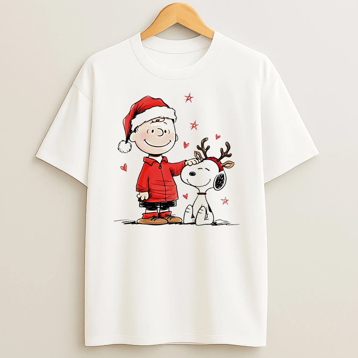 Charlie Brown And Snoopy Cute Peanuts Holiday Merry Christmas Tshirt Hoodie