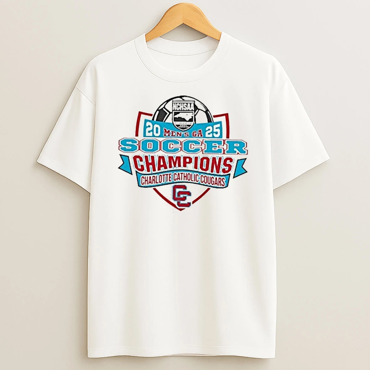 Charlotte Catholic Cougars 2025 Nchsaa Soccer Division 6a Champions Tshirt Hoodie