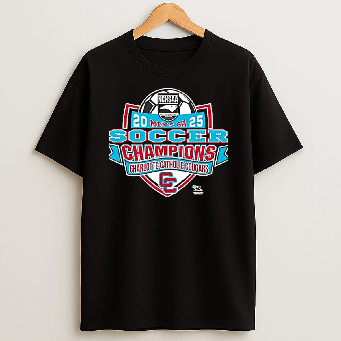 Charlotte Catholic Cougars Nchsaa Mens 6a 2025 Soccer Division Champions Tshirt Hoodie