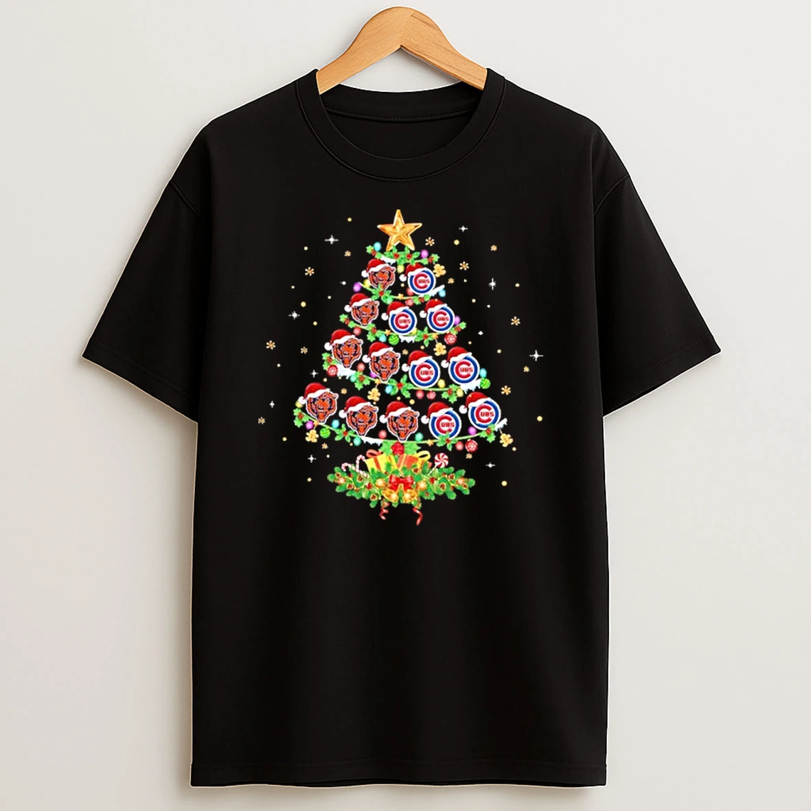 Chicago Bear Cubs Logo Tree Christmas Tshirt Hoodie