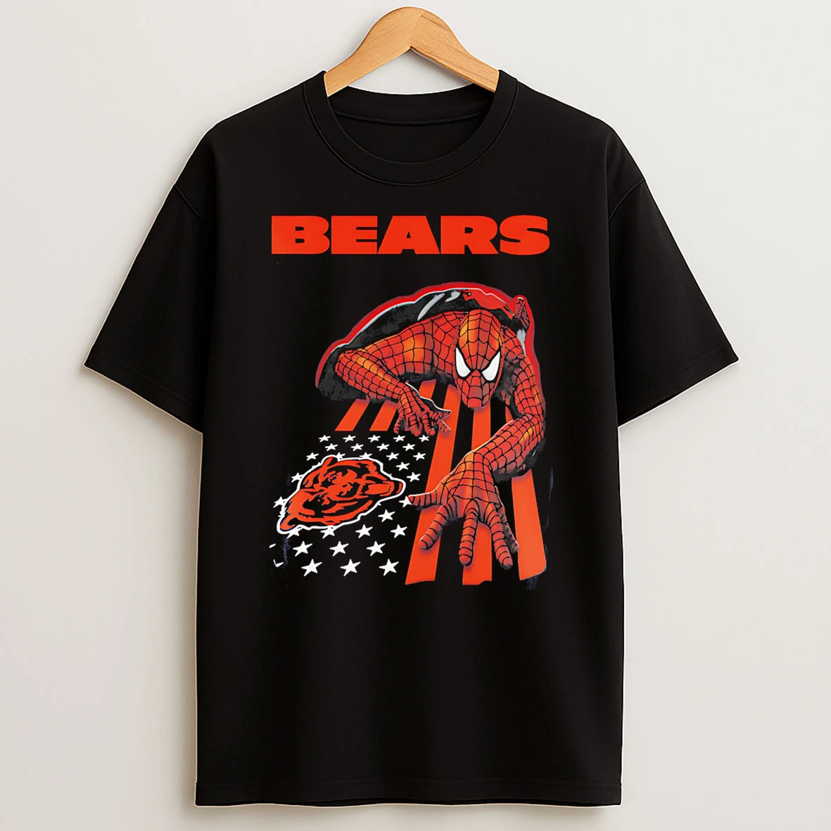 Chicago Bears Spiderman America Flag Tshirt Hoodie